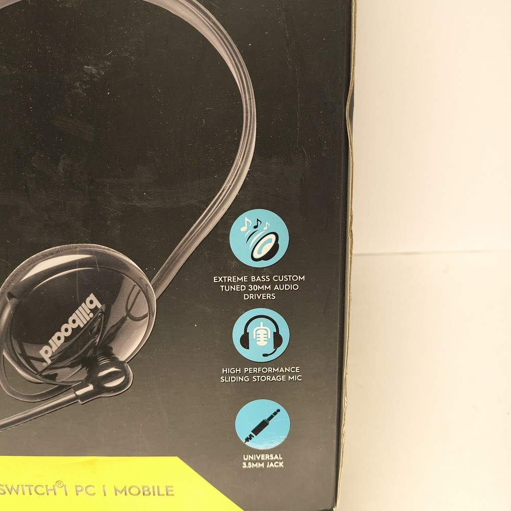 Billboard High Performance Gaming Headset Black Overear Adjustable Switch/PC/PS4