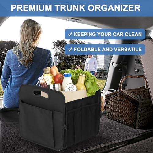 Trunk Organizer, Collapsible Waterproof Multi-Functional car Trunk Large Black