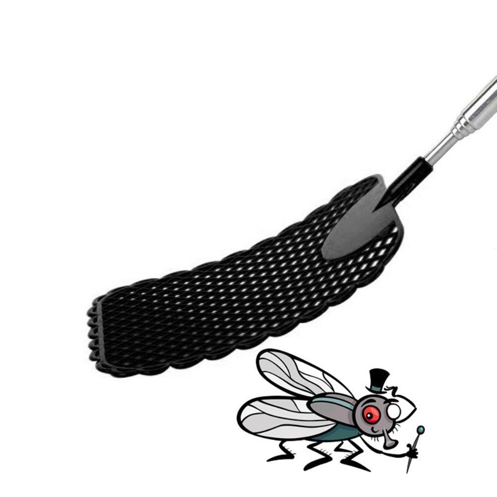 Telescopic Fly Swatter, 4 PCS Plastic Extendable Black