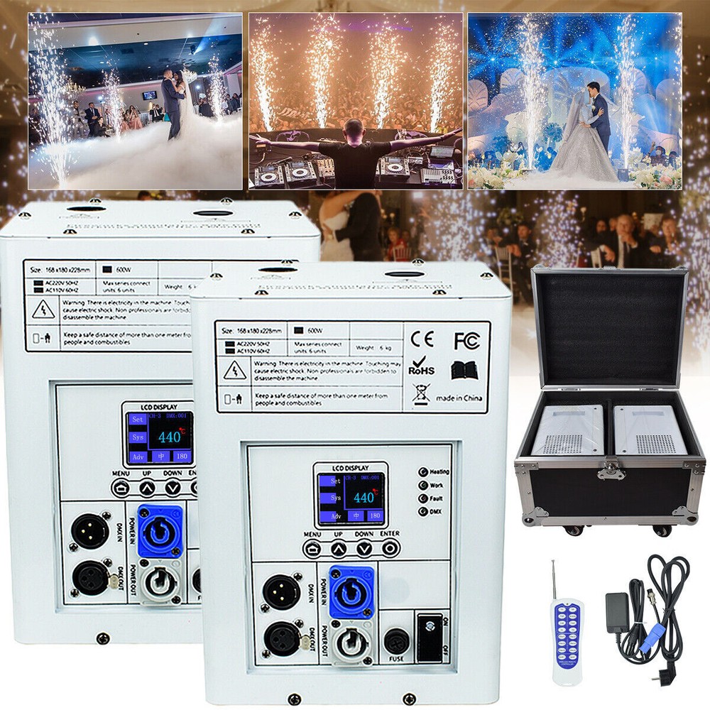 2PCS 750W Cold Spark Firework Machine DMX DJ Party Wedding Stage Effect w/Case