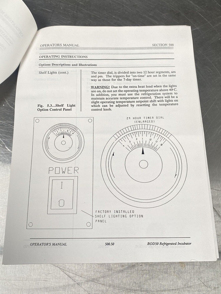 Revco BOD50 Refrigerated Incubator - Users Manual / Instructions Book