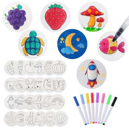 Pre-Designed Thicken Magic Puffy Paint Kit - Includes 24 Pcs 4in Foam Texture