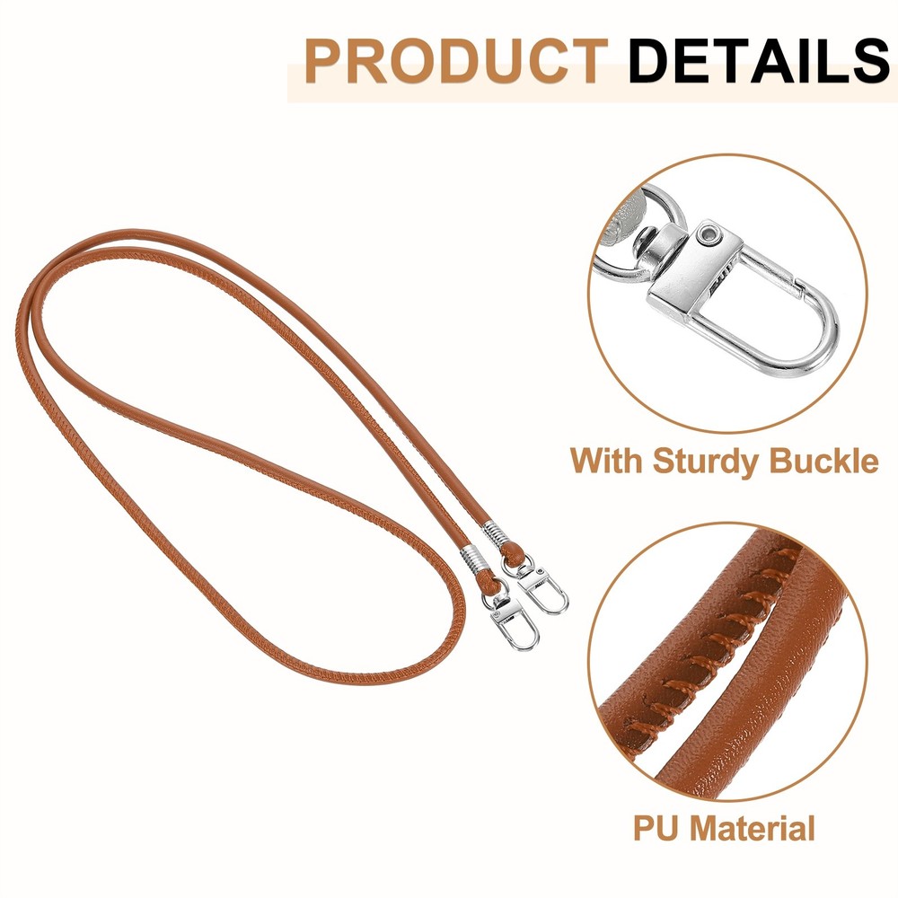 Crossbody Replacement Chain Strap, 120cm Thin Soft PU Strap (Brown)