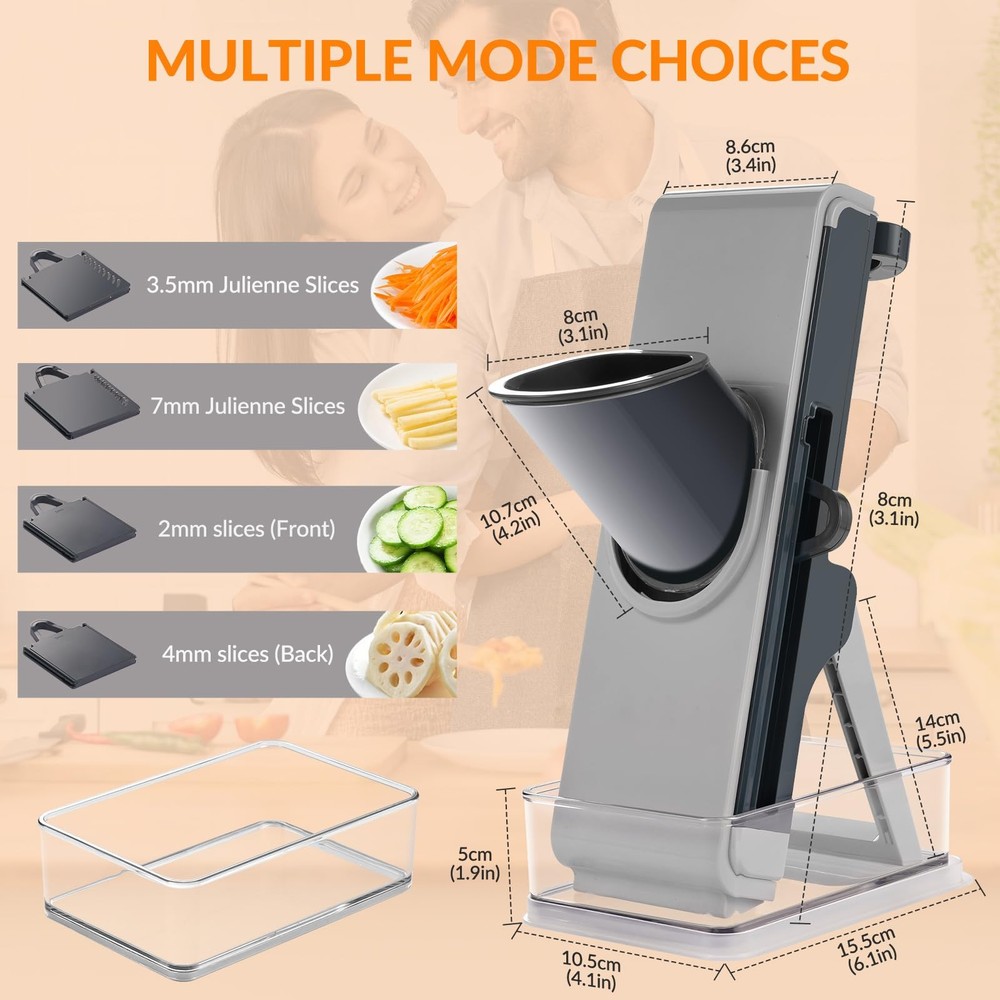 Safe mandoline slicer for kitchen, FEICO multifunctional Large, Blue