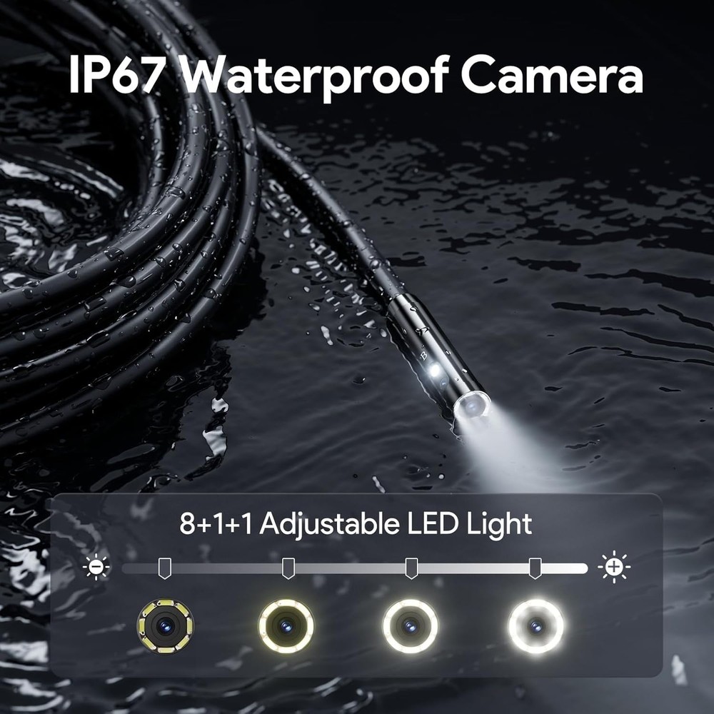 Effortless Inspection: 5" Screen Endoscope with 3 Lenses & 16.5FT Flex Cable