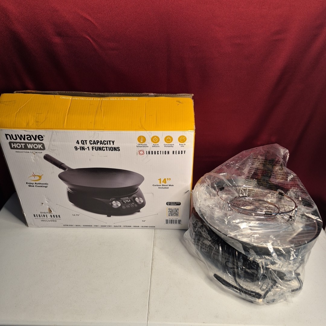 Nuwave Hot Wok Induction Cooktop with 14" Carbon Steel Wok