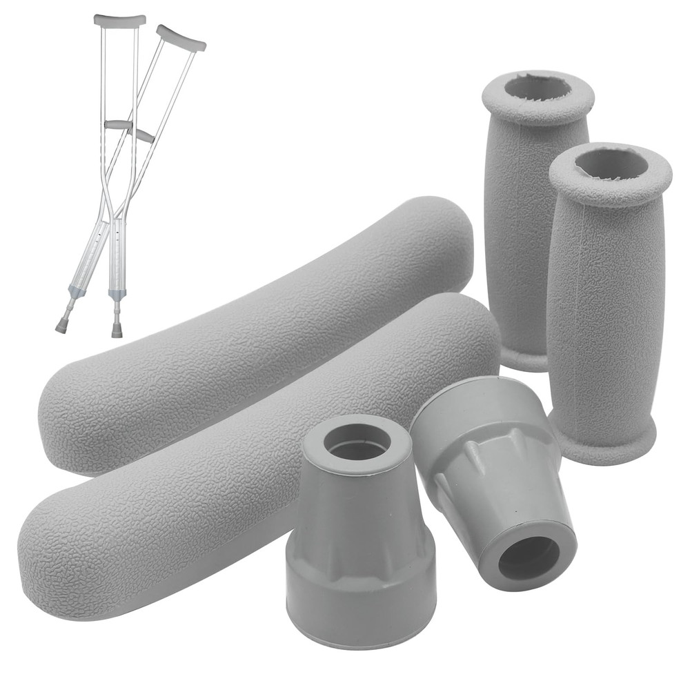 Replacement Crutch Pads 6 Pieces Accessory Kit with Gray
