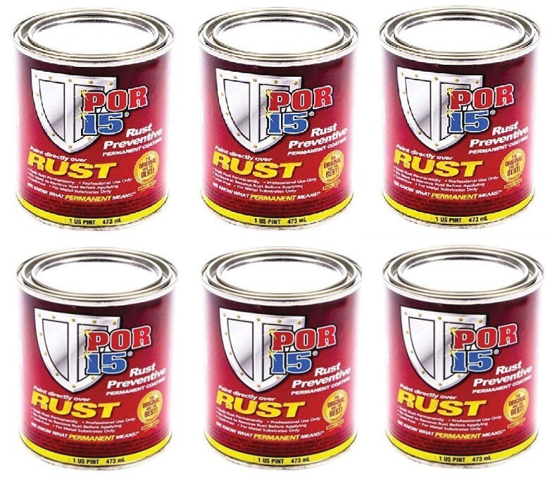 POR-15 (GLOSS BLACK) Rust Preventive Paint Pint #45008 16oz (6 Pack)