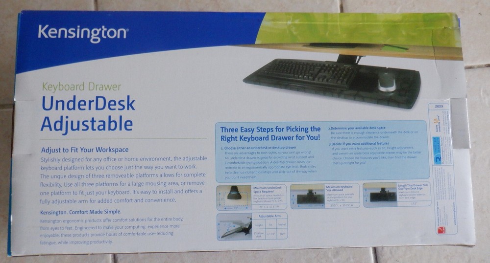 Kensington Underdesk Adjustable Keyboard Drawer K60067