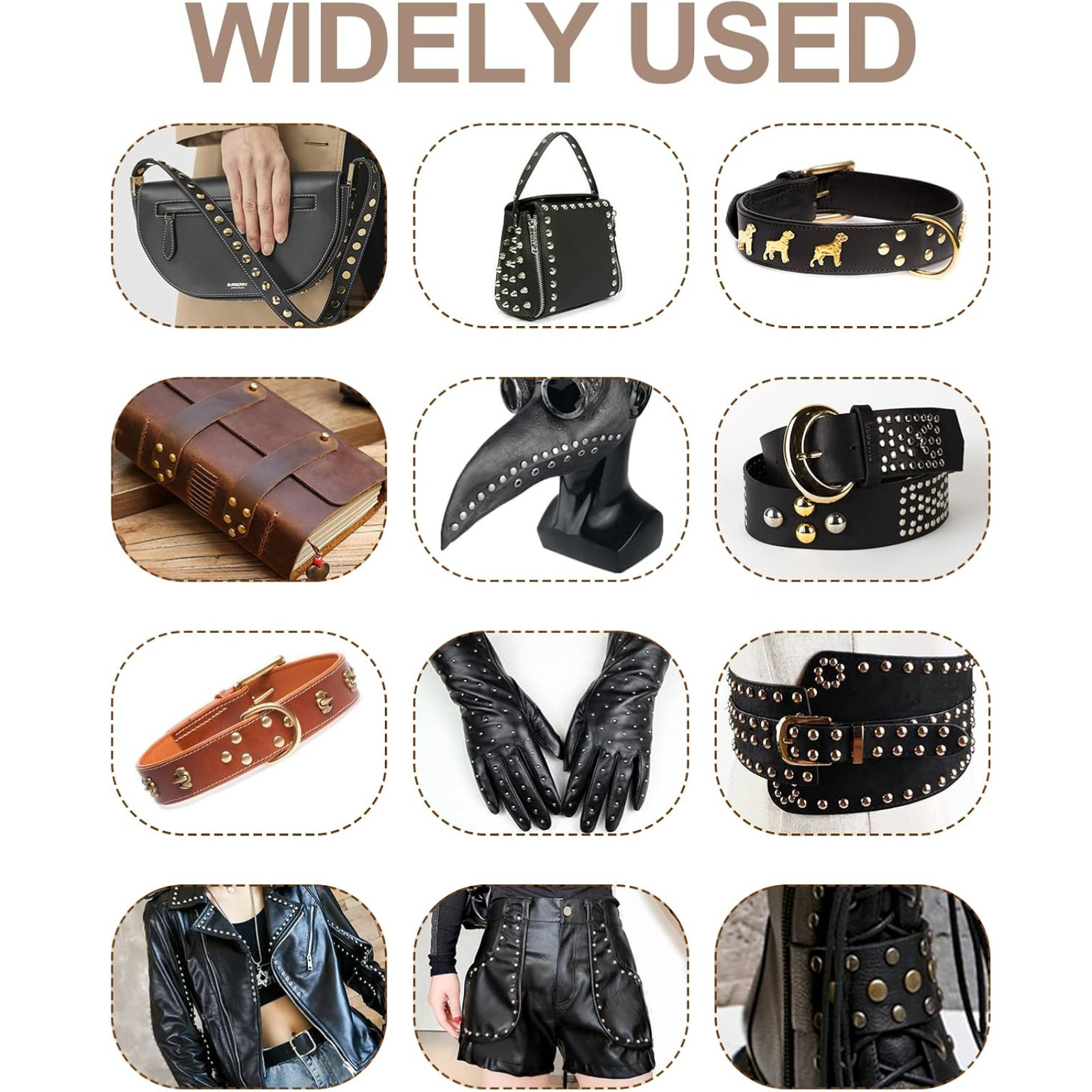 480 Sets Rivets for Leather, 4 Colors 3 Sizes Leather Rivets, Double Cap Rivets