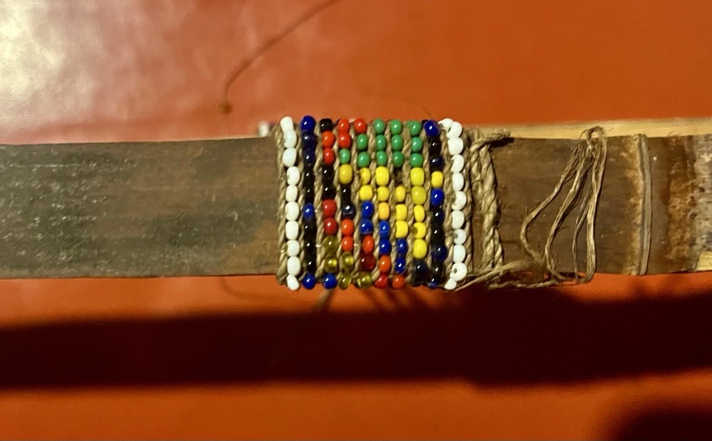 Primitive Bent Stick Loom Bead Weaving Tool With Beaded