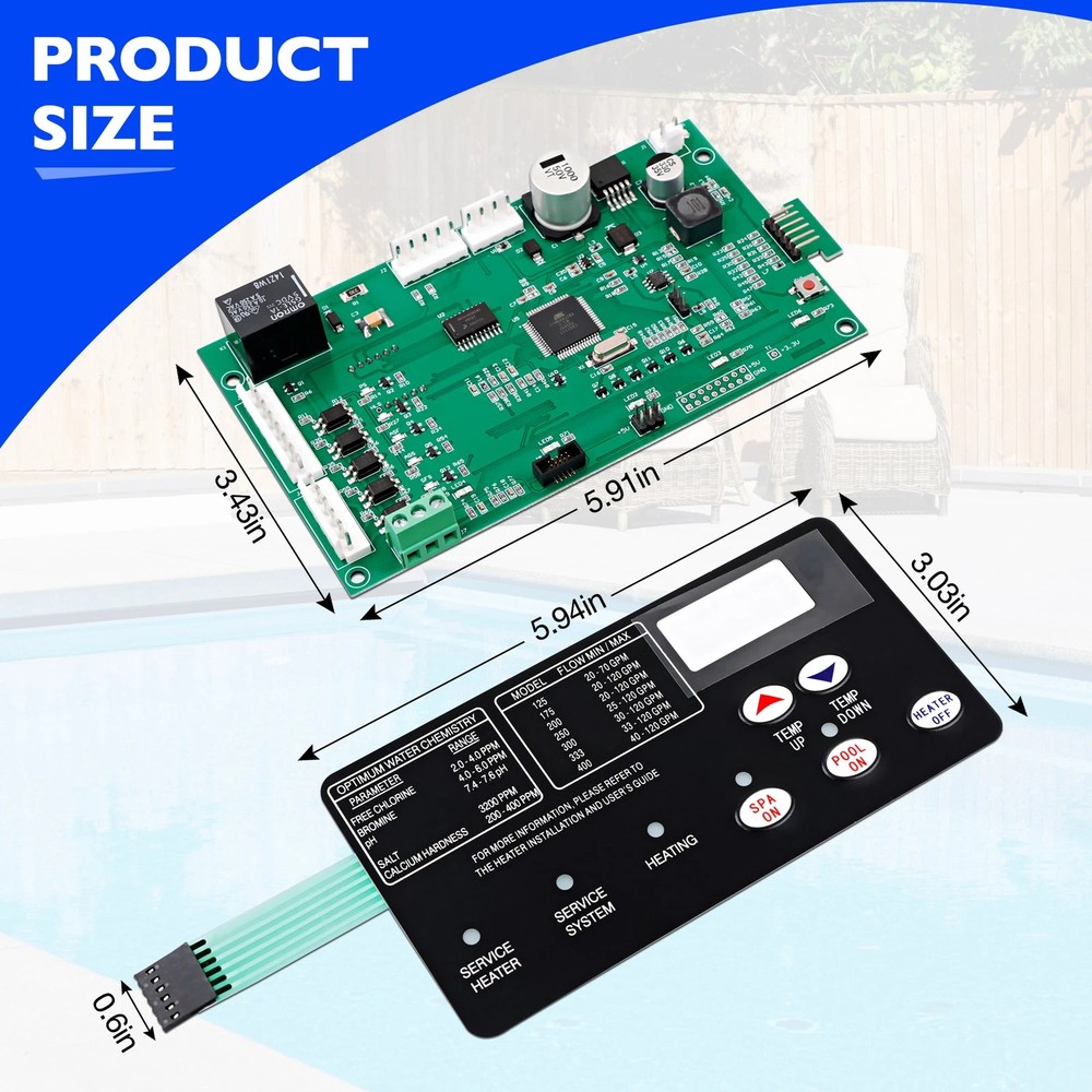 Pool Heater Control Board Kit w/ Switch Membrane Pad For Mastertemp 200 472610Z