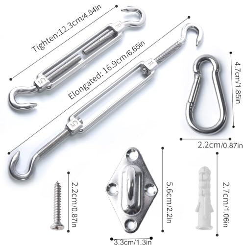 Shade Sail Hardware Kit, 304 Stainless Steel Anti-Rust Fixing Hardware for M5