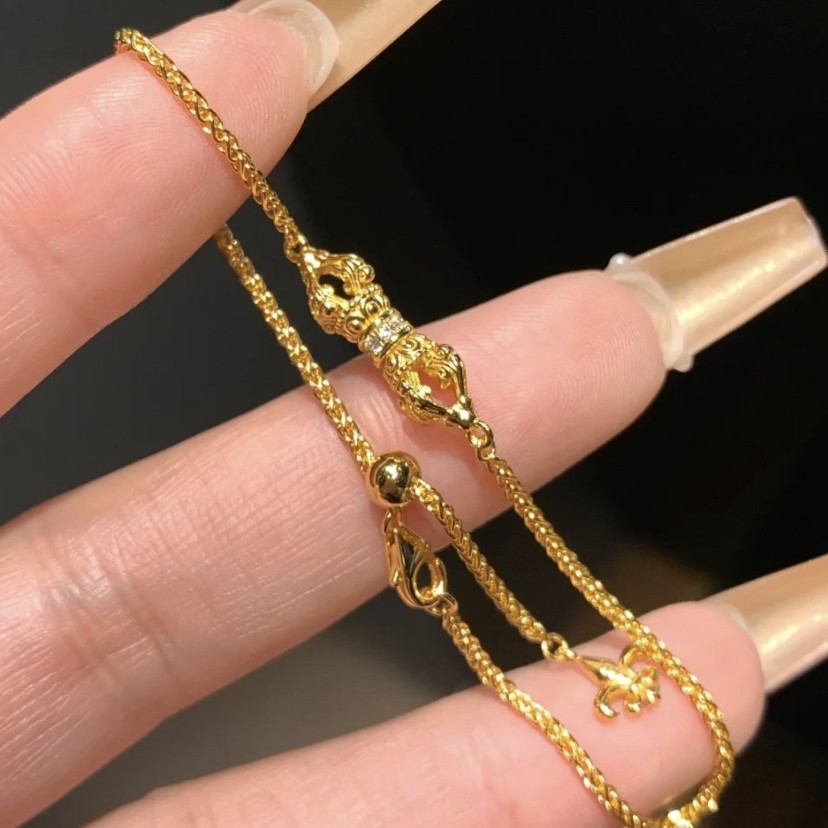14K Yellow Gold Vintage Style Golden Bracelet Luxury Couple Jewelry