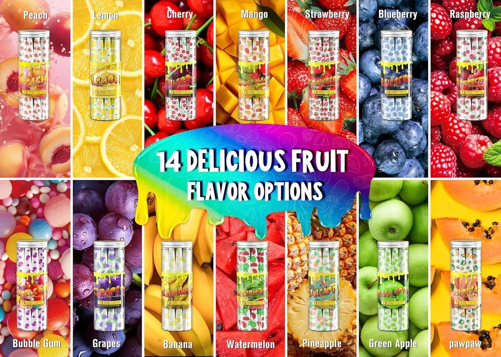 Cones Rolling Paper Set 72 Pack, King Size Pre Rolled Cones with Fruit Flavors,