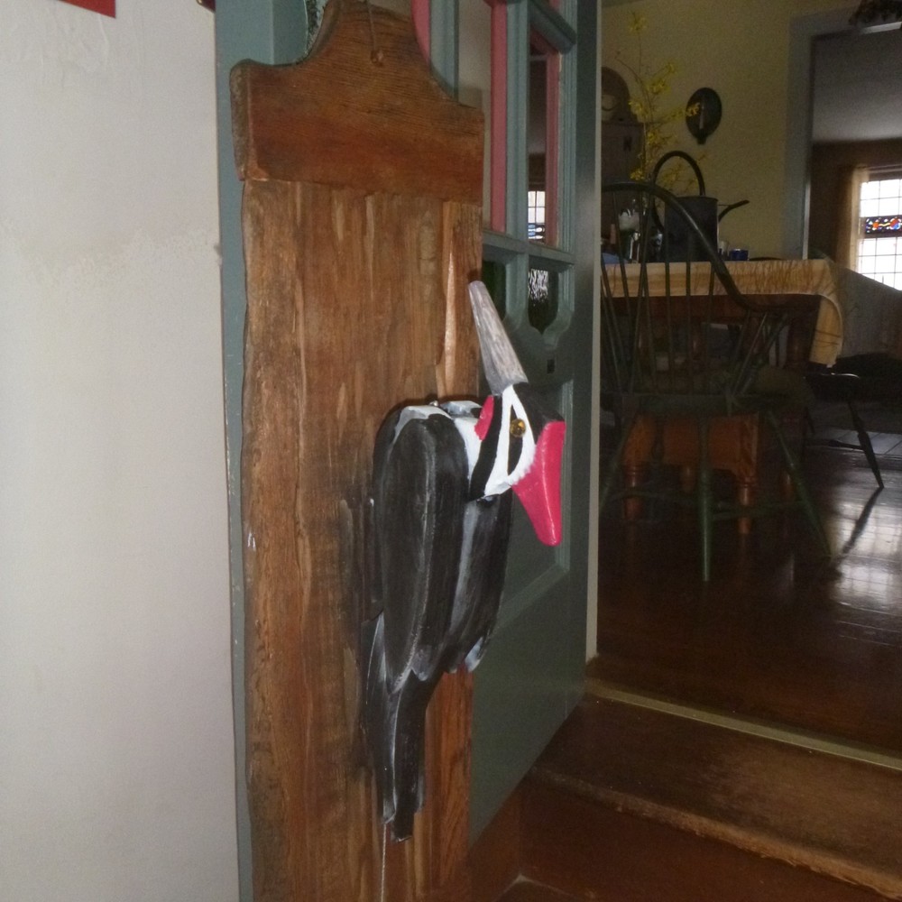 Woodpecker mechanical door knocker