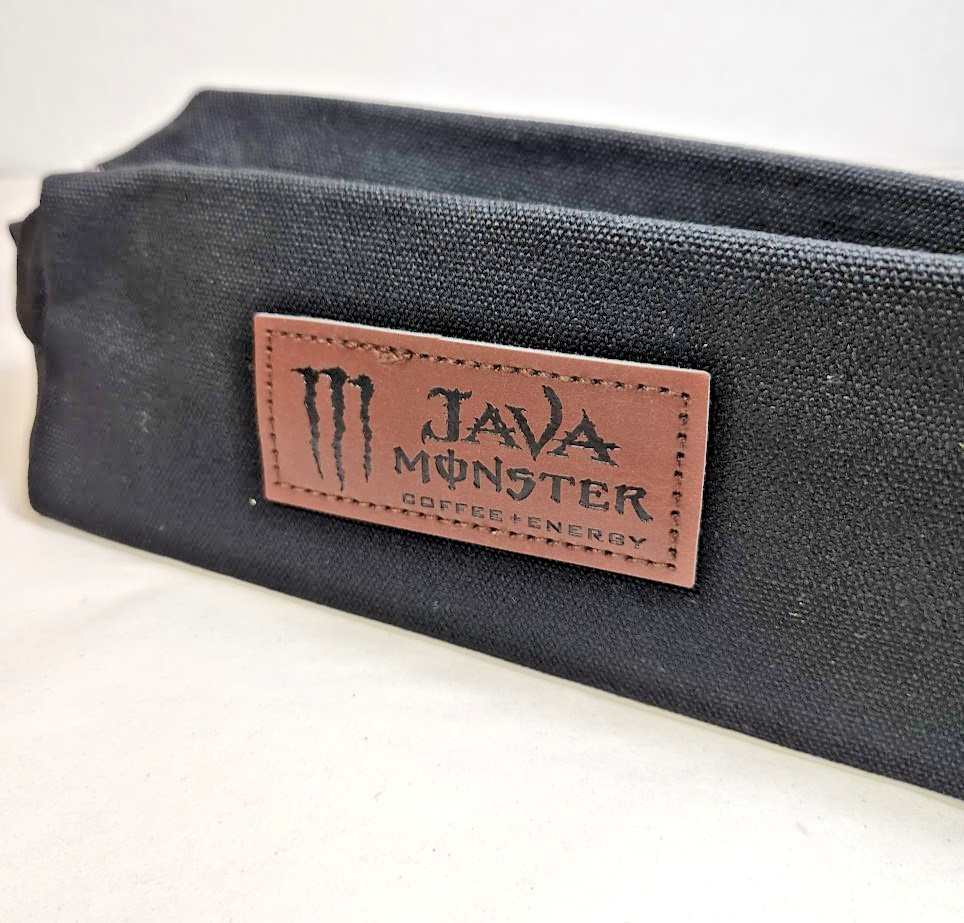 Java Monster Coffee Energy Drink Black Canvas Accessory Travel Case 8x3x3 NIP