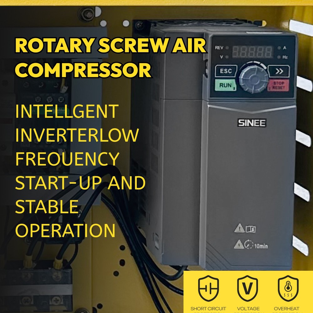 208-230V Variable Frequency Rotary Screw Air Compressor 10HP/7.5KW 3phase 39CFM