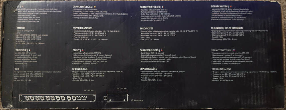 Chauvet DJ Data Stream 4 Single-Rack-Space Universal DMX-512 Optical Splitter