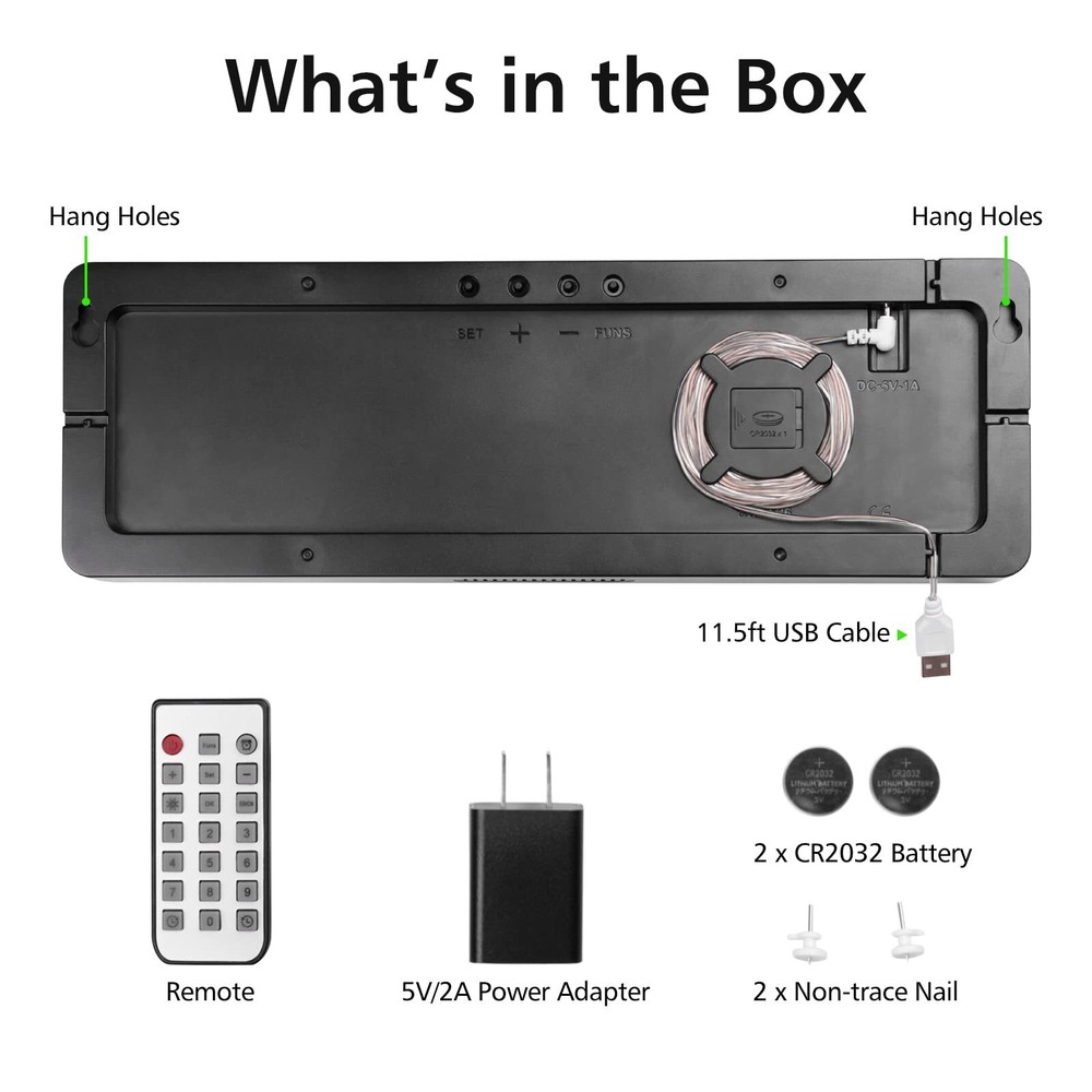 16" Large Digital Wall Clock with Remote, Large Display LED Wall Clock for Li...