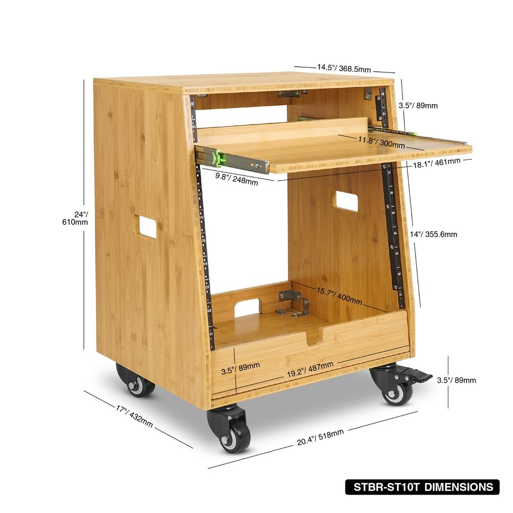 Sound Town DIY Solid Carbonized Bamboo 10U Studio Rack (2U + 8U ) (STBR-ST10T)