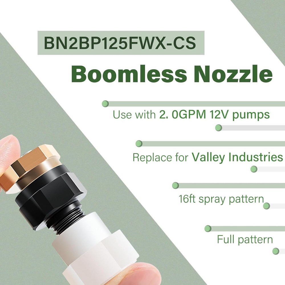 Full Pattern 16ft Broadcast Spray Boomless Nozzle BN2BP125FWX-CS for 2GPM Pump