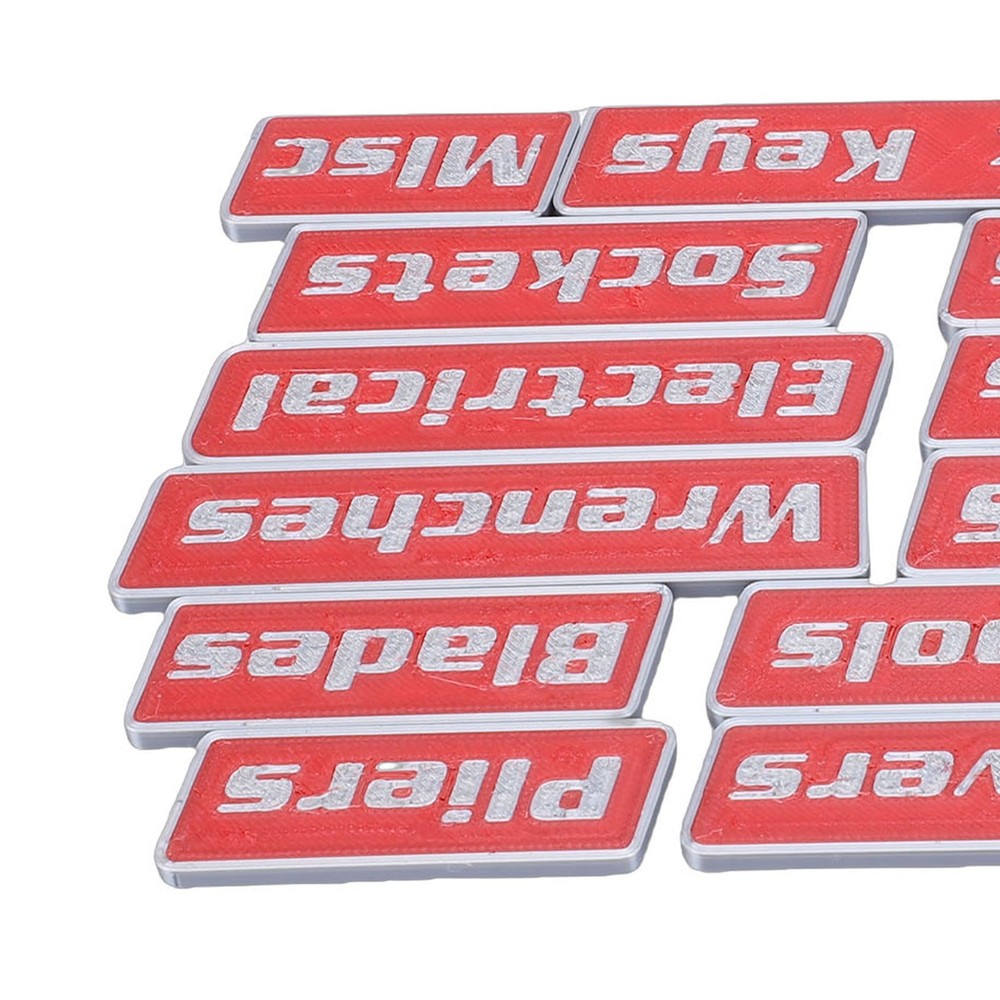2-12pcs Magnetic Toolbox Labels Reusable 3D Printed Toolbox Drawer Tags Red