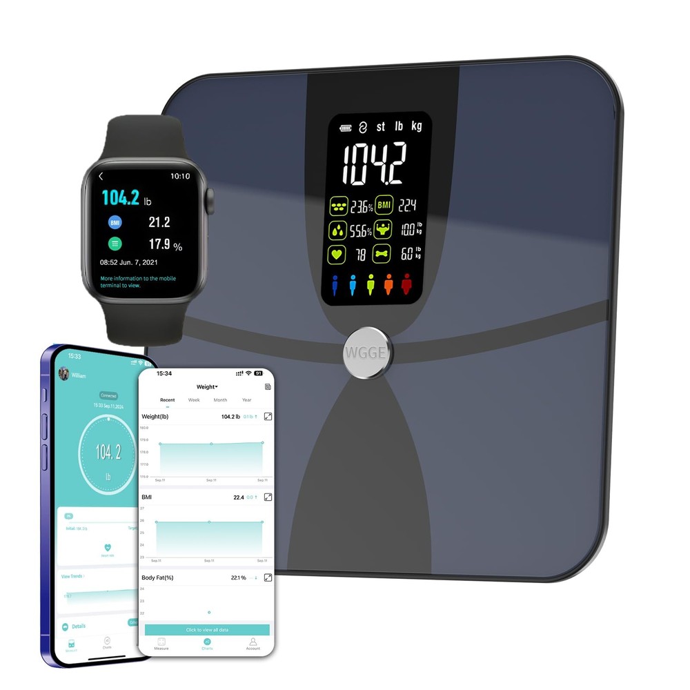 Smart Body Weight Scale,Digital Smart Bathroom Scale with Mobile App, Large L...