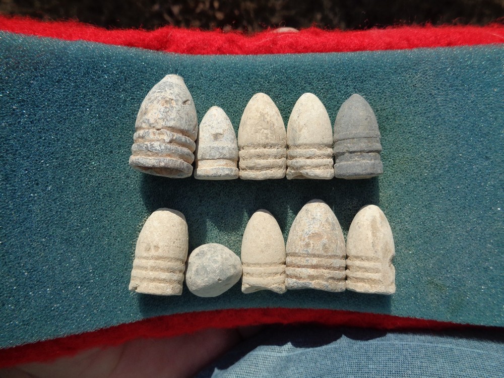 10 Different Various Confederate & Union Civil War Bullets P