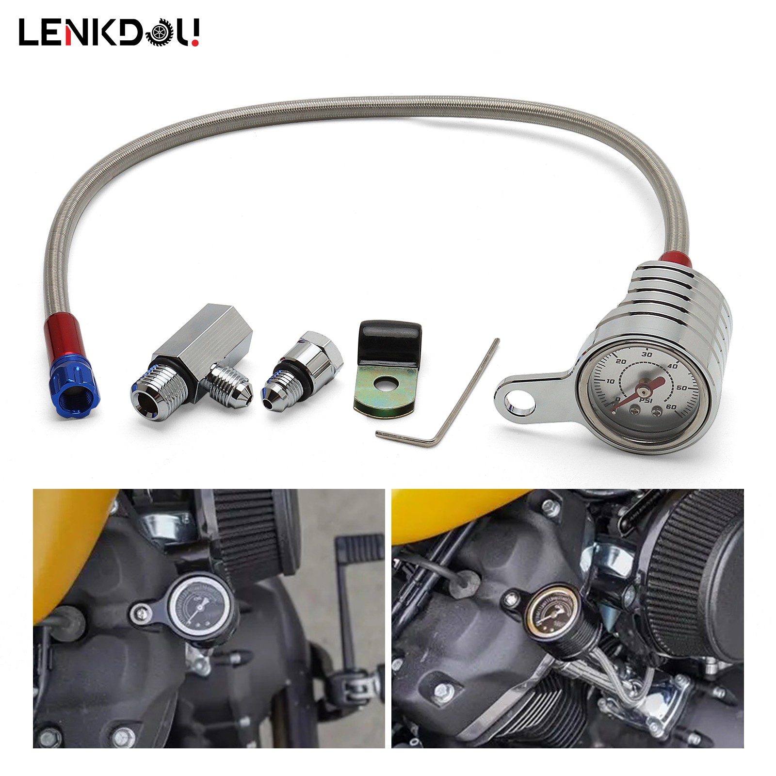 Chrome Oil Pressure Gauge Kit For Harley Twin Cam Touring Road King Softail Dyna