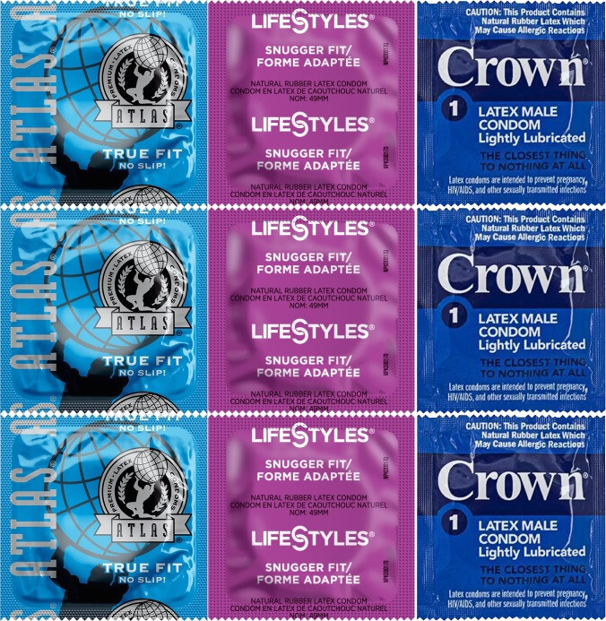 12 Small Snugger Tight Fit Lubricated Bulk Condoms Sampler Pack