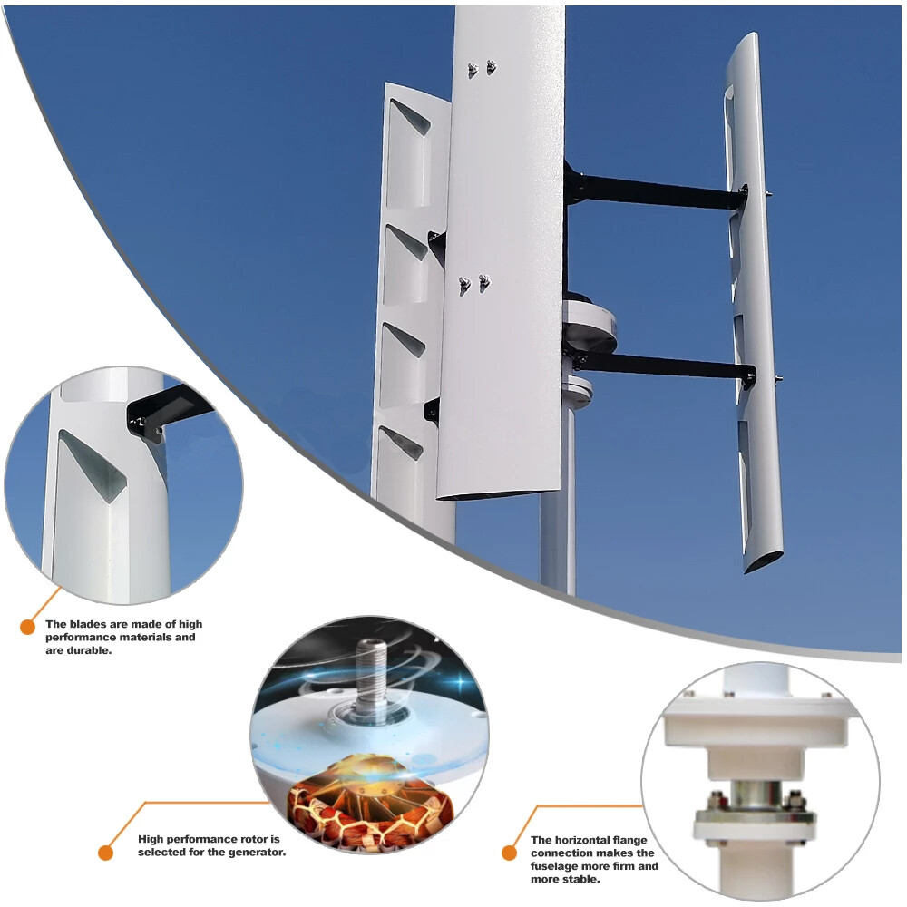800W Vertical Wind Turbine Generator VAWT 12/24/48V &Controller Off Grid System