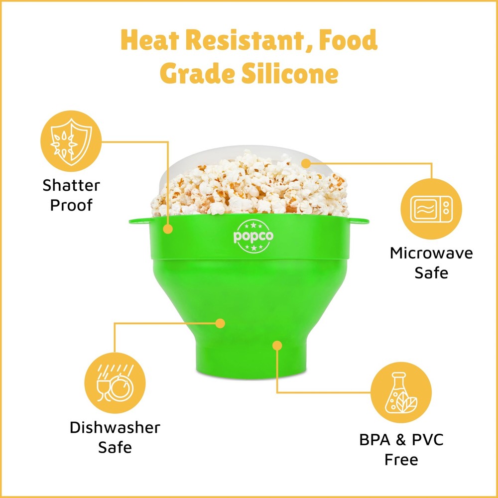 POPCO Silicone Popcorn Popper - Collapsible Microwave Popper, Green