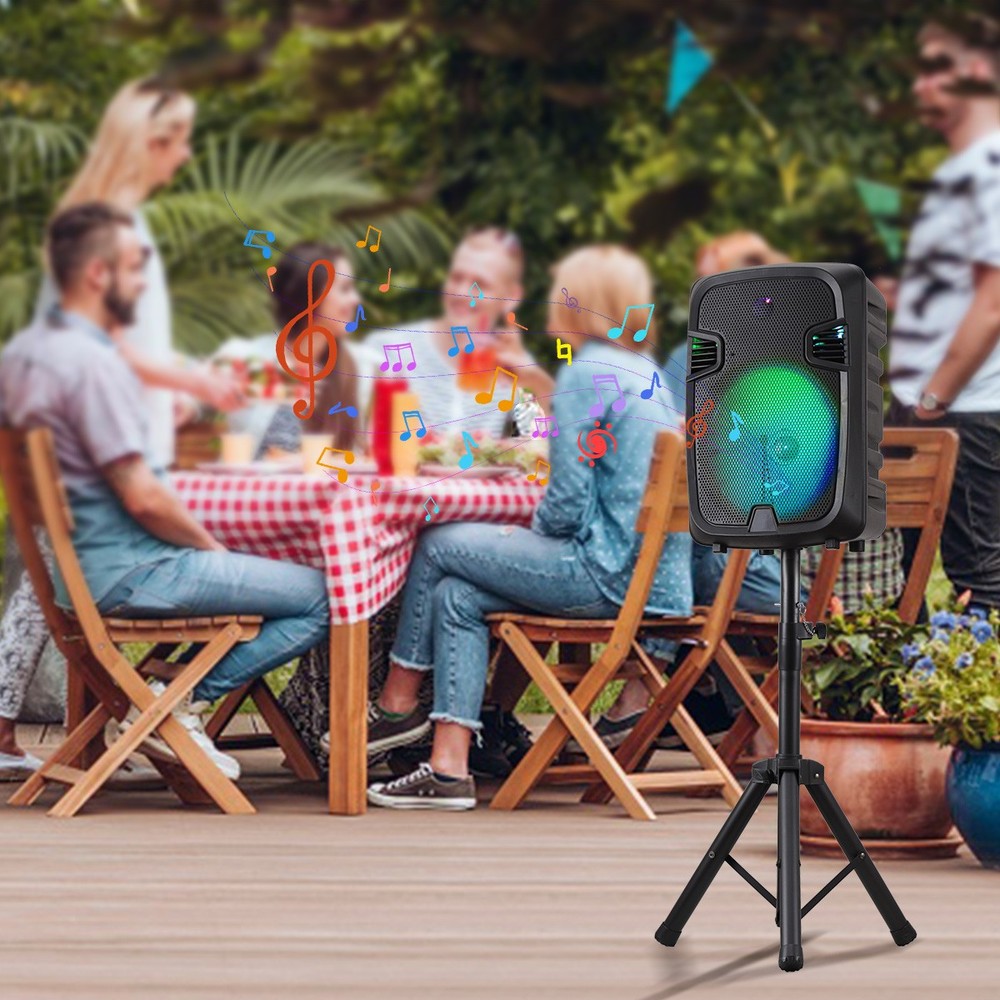 Bluetooth Speaker System 12 Inch Subwoofer with Stand Includes Mic/Guitar Input