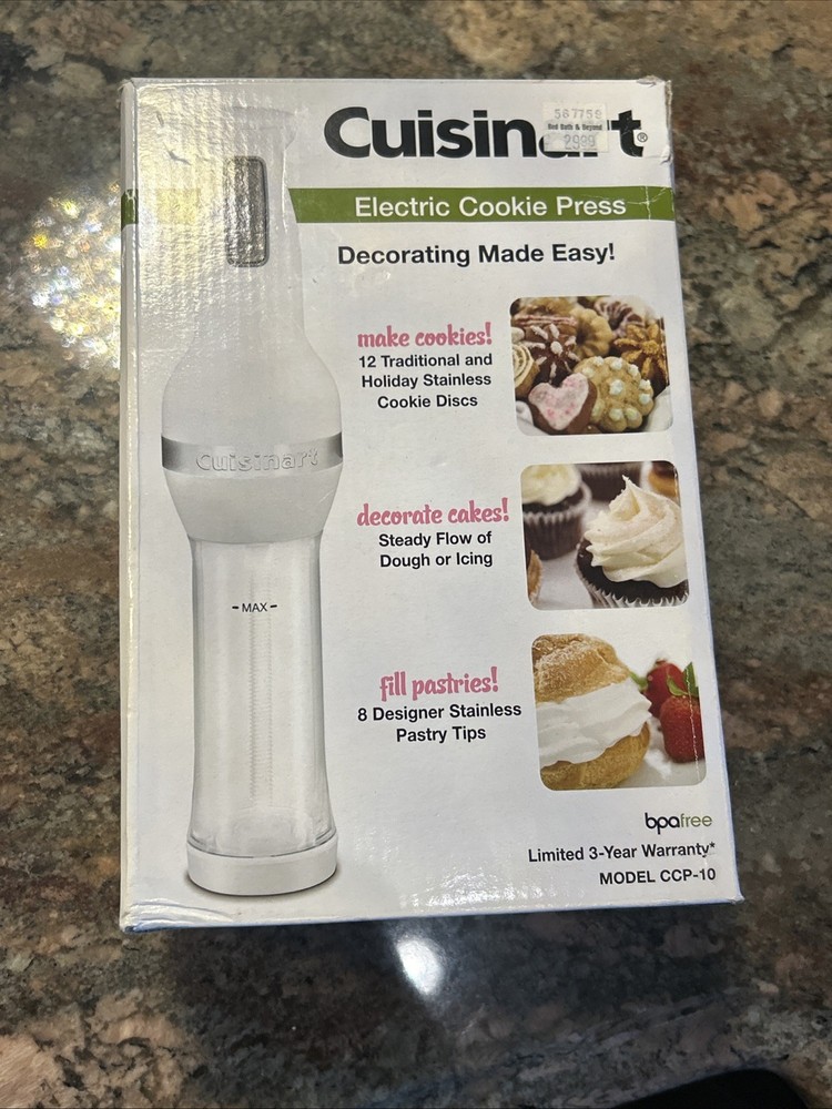 Cuisinart Electric Cookie Press Set CCP-10, White, Plastic, Easy Clean