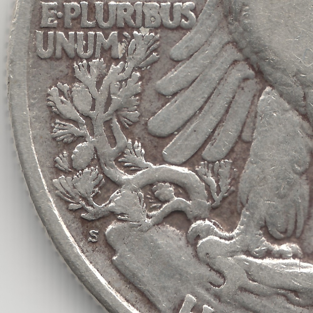 1919 S Walking Liberty Half Dollar, VF, scratched