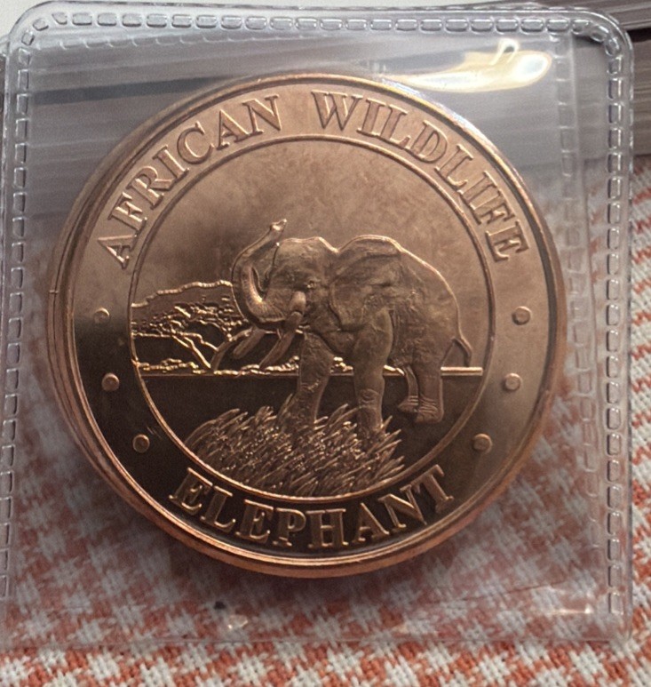 AFRICAN WILDLIFE ELEPHANT 1OZ COPPER