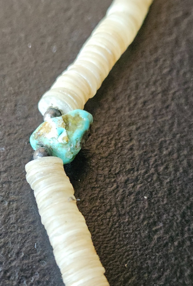 PUKA SHELLS / TURQUOISE NECKLACE. 15 INCH