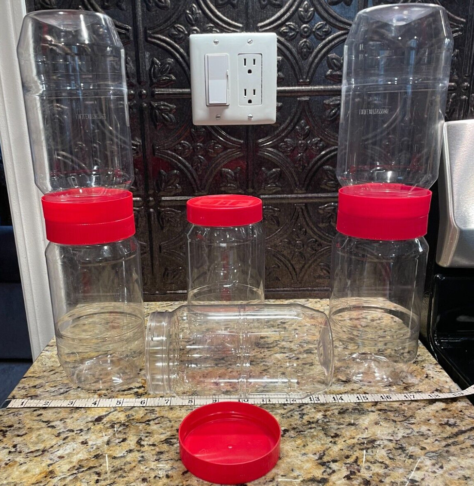 7 Clear Plastic Storage Containers Jiff Jars 48oz
