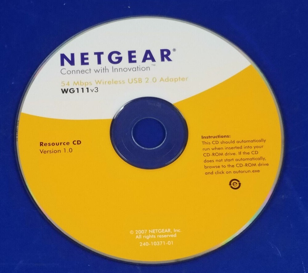 ⭐️⭐️⭐️⭐️⭐️ Netgear WG111v3 Resource CD Ver 1.0