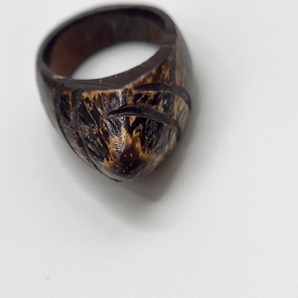 Handcarved Bamboo Ring Sz 6