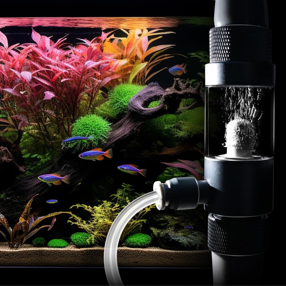 FZONE Aquarium Inline CO2 Diffuser, Fits Ø17mm – 5/8" ID Tubing, Silver