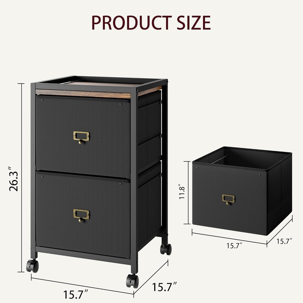 2 Drawer Mobile File Cabinet, Rolling Printer Stand, Vertical Filing Cabinet