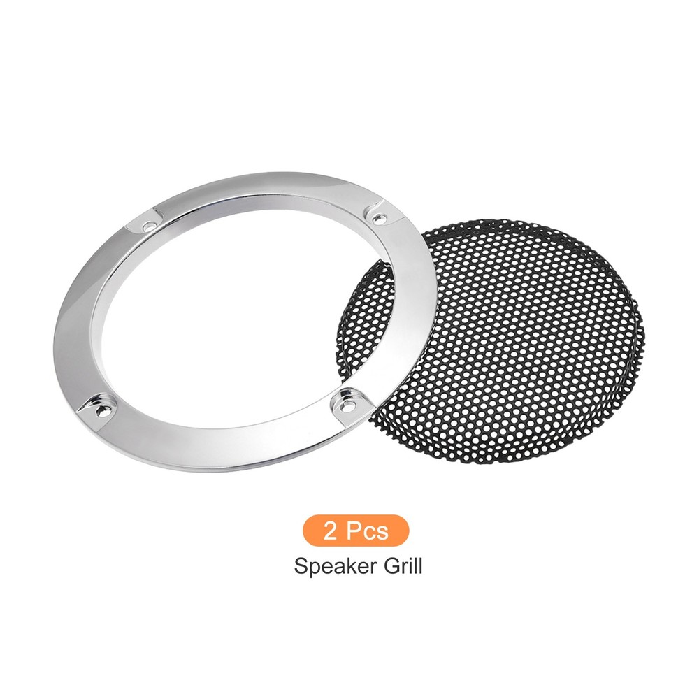Speaker Grill Cover Black Protector, [for DIY] - 3"/Silver Frame/ 2Pcs