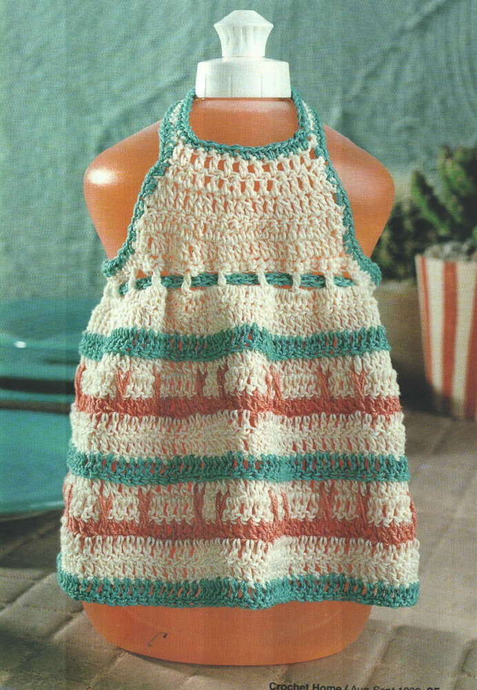 SOUTHWEST BOTTLE APRON KITCHEN DECOR DIGEST SIZE CROCHET PATTERN INSTRUCTIONS