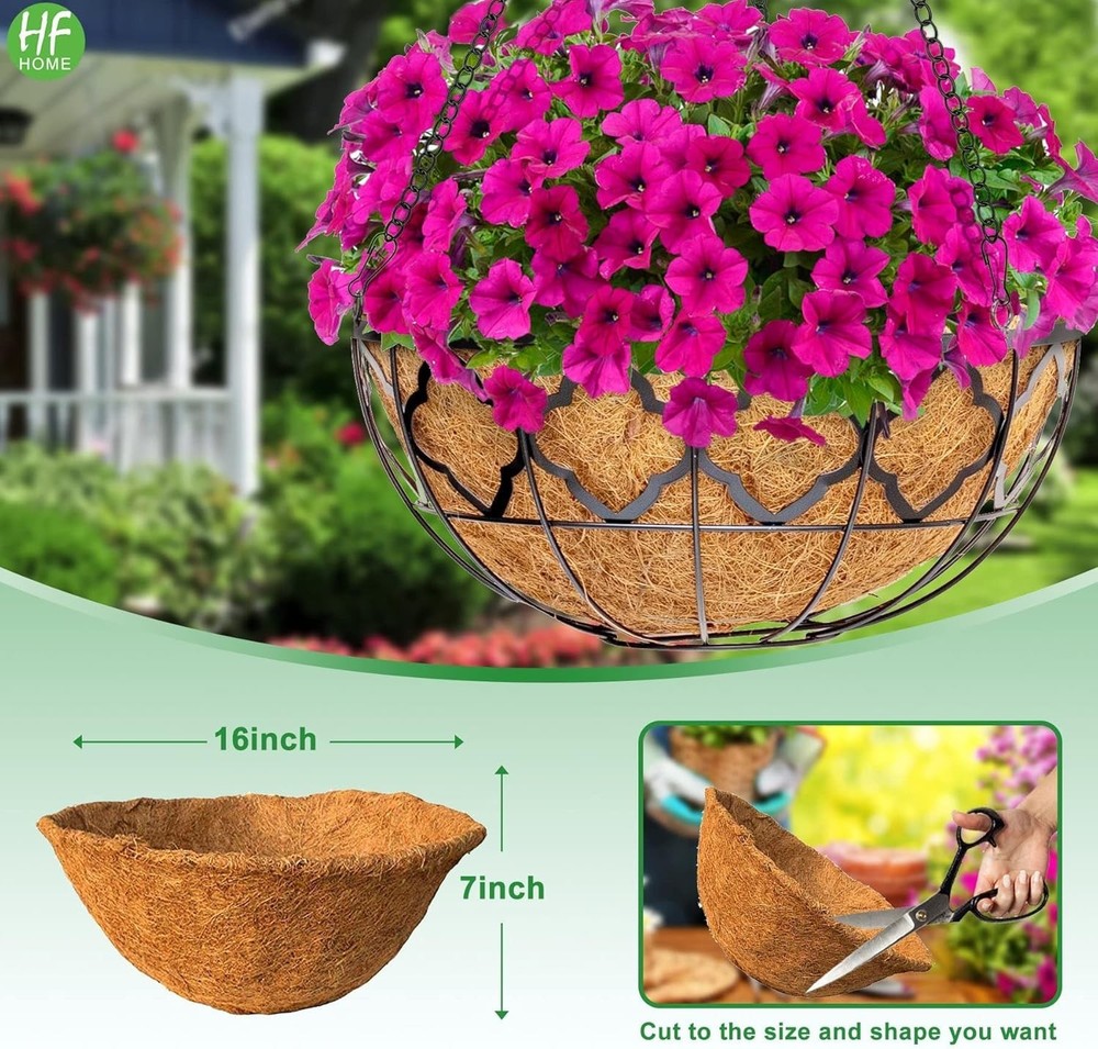 2PCS 16" Round Coco Liner Coco Replacement Liner Basket Window Box