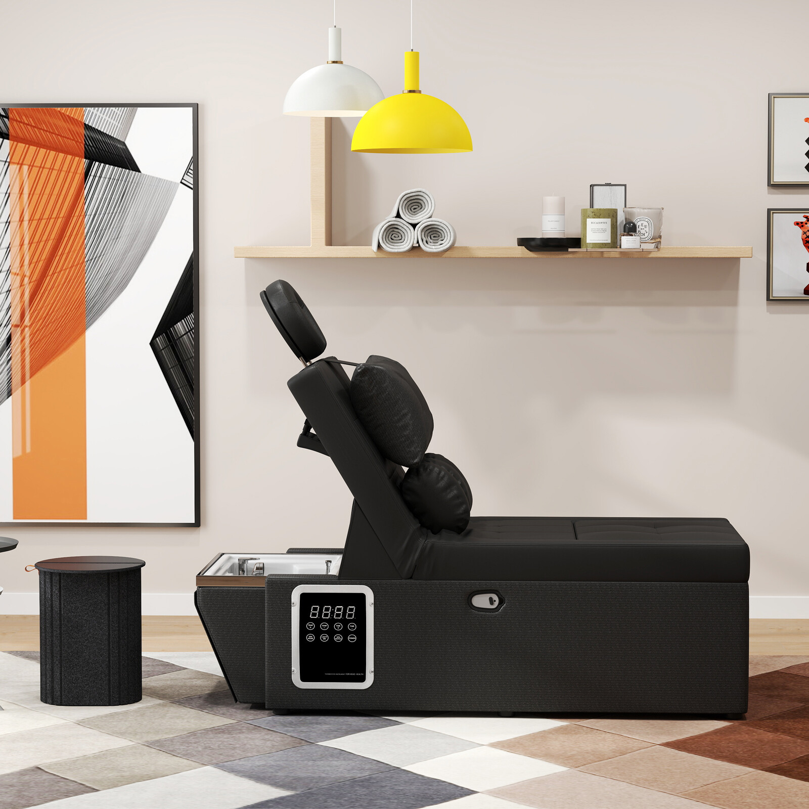 Black Shampoo Bowl Massage Bed Head Therapy Foot Bath Backwash Spa Salon Beauty