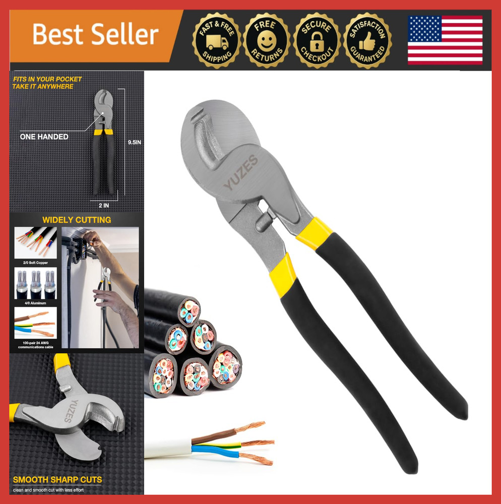 9.5" Heavy Duty Cable Cutter High Leverage Wire Tool for Aluminum Copper