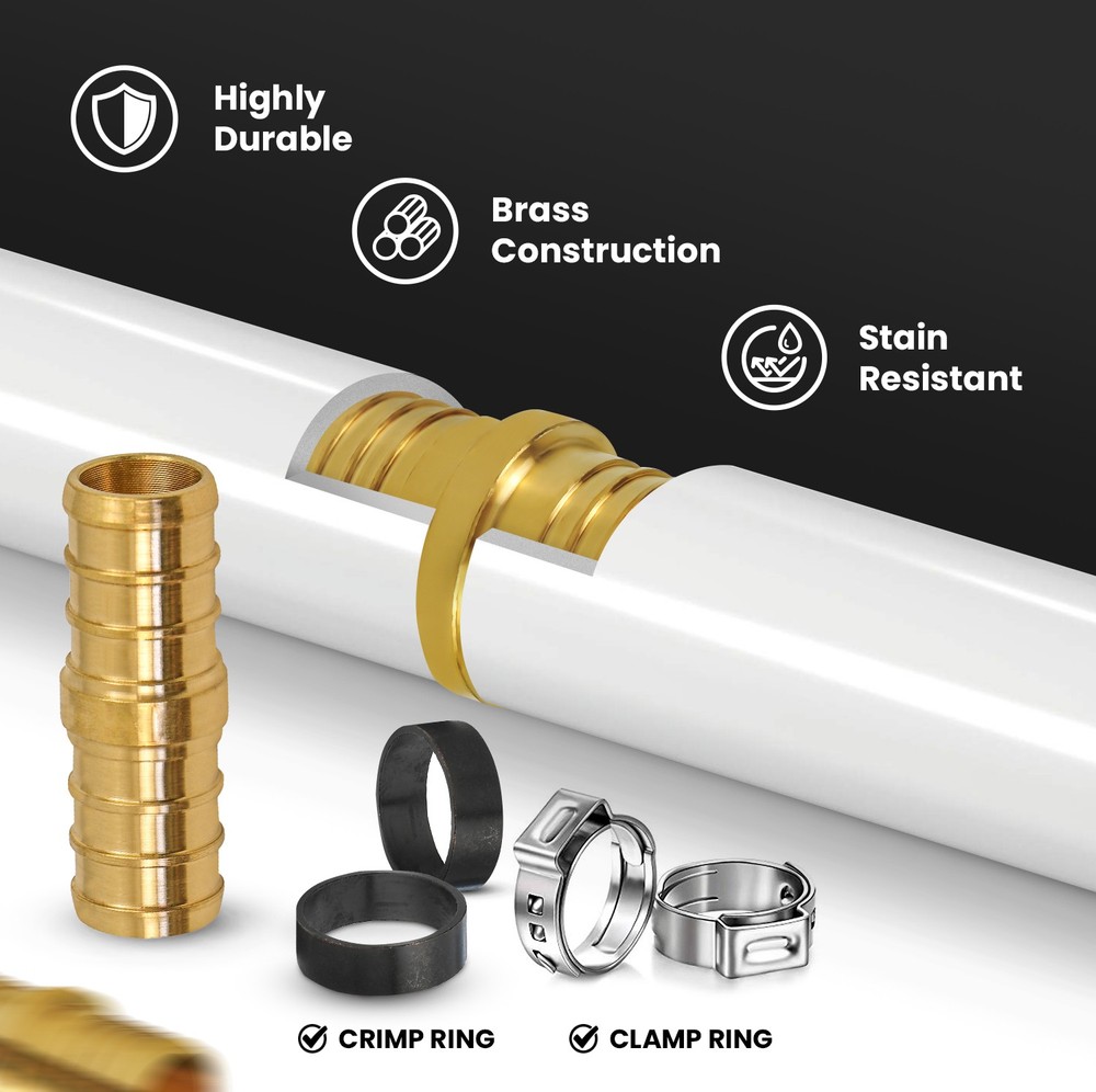 3/4 in PEX X PEX Straight Coupling Barb Connector Pipe Fitting Brass (10 pack)