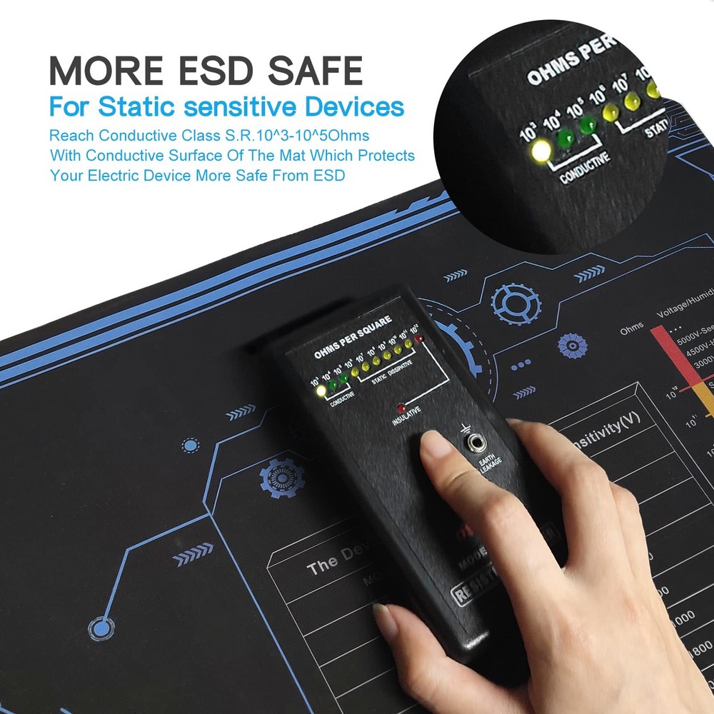 24x16 Inch Anti Static Rubber Mat Kit for ESD Sensitive Electronic Device Rep...